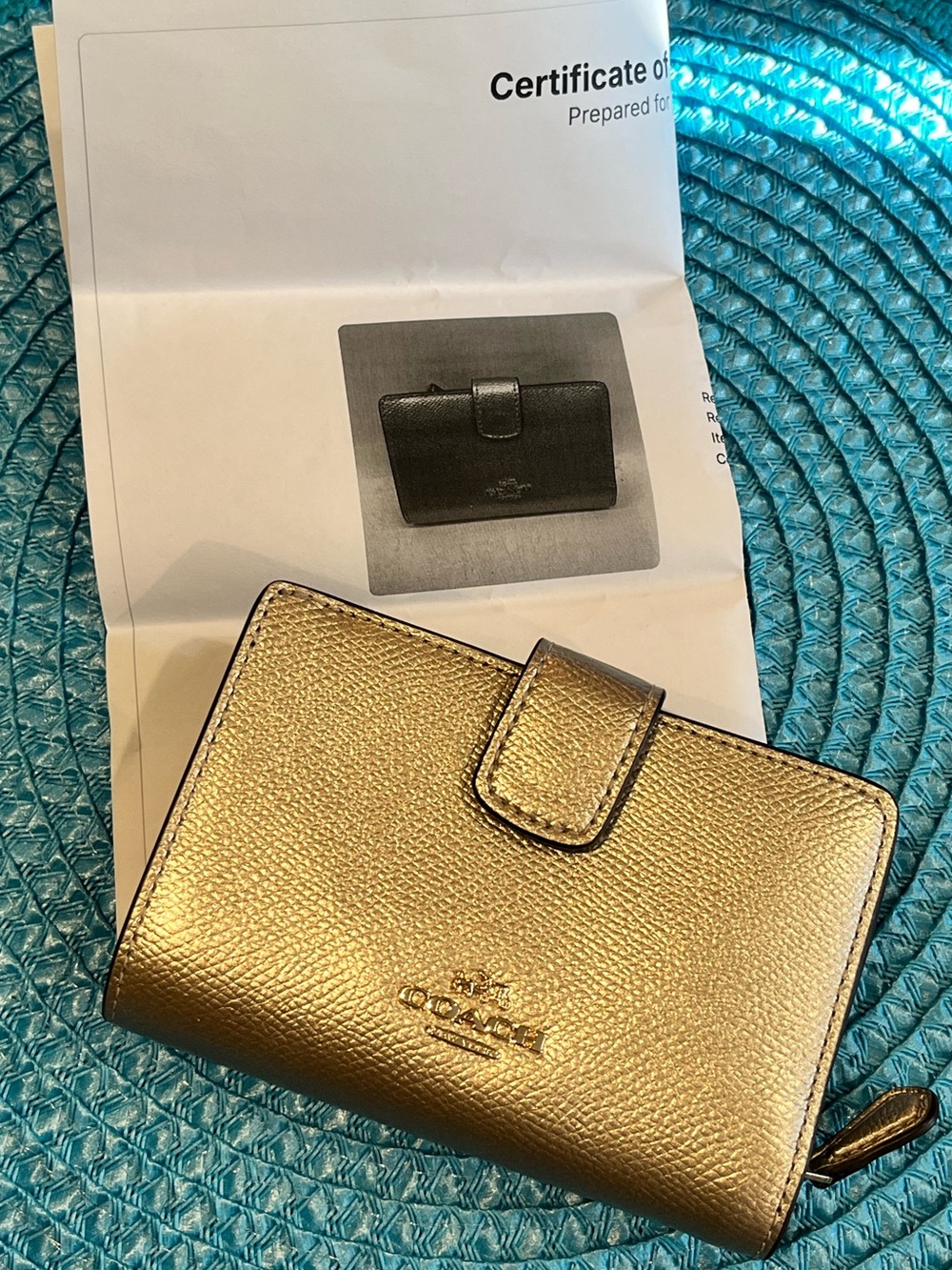Coach Metallic Gold Leather Wallet